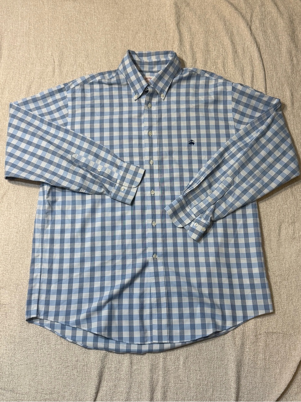 Brooks Brothers Madison L Blue Plaid Supima Shirt Preppy Ivy League Trad